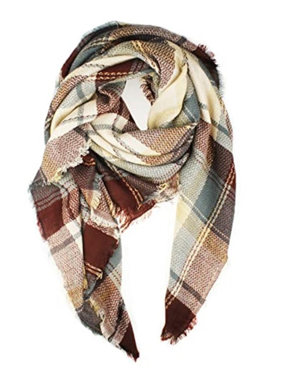 Plaid Fall Winter Blanket Scarf for Women